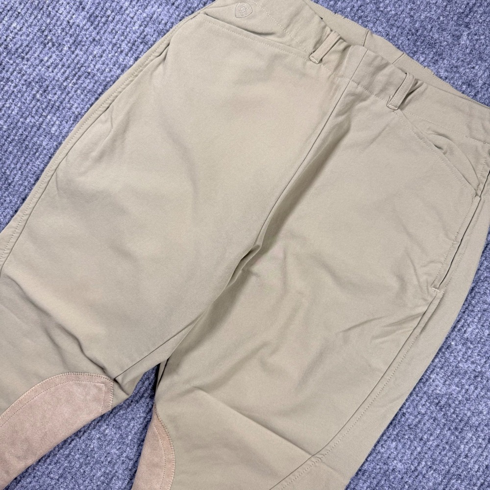 Ariat Pro Series Tan Equestrian Breeches Side Zip Knee Patch Riding Pants 32R
